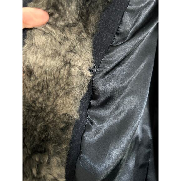 LAUNDRY by SHELLI SEGAL $298 NAVY Wool Military Style Faux Fur Jacket Size 4 - Picture 12 of 14